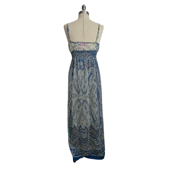 SHE'S COOL Blue Paisley Spaghetti Strap Maxi Dress | SZ M - Picture 4 of 10